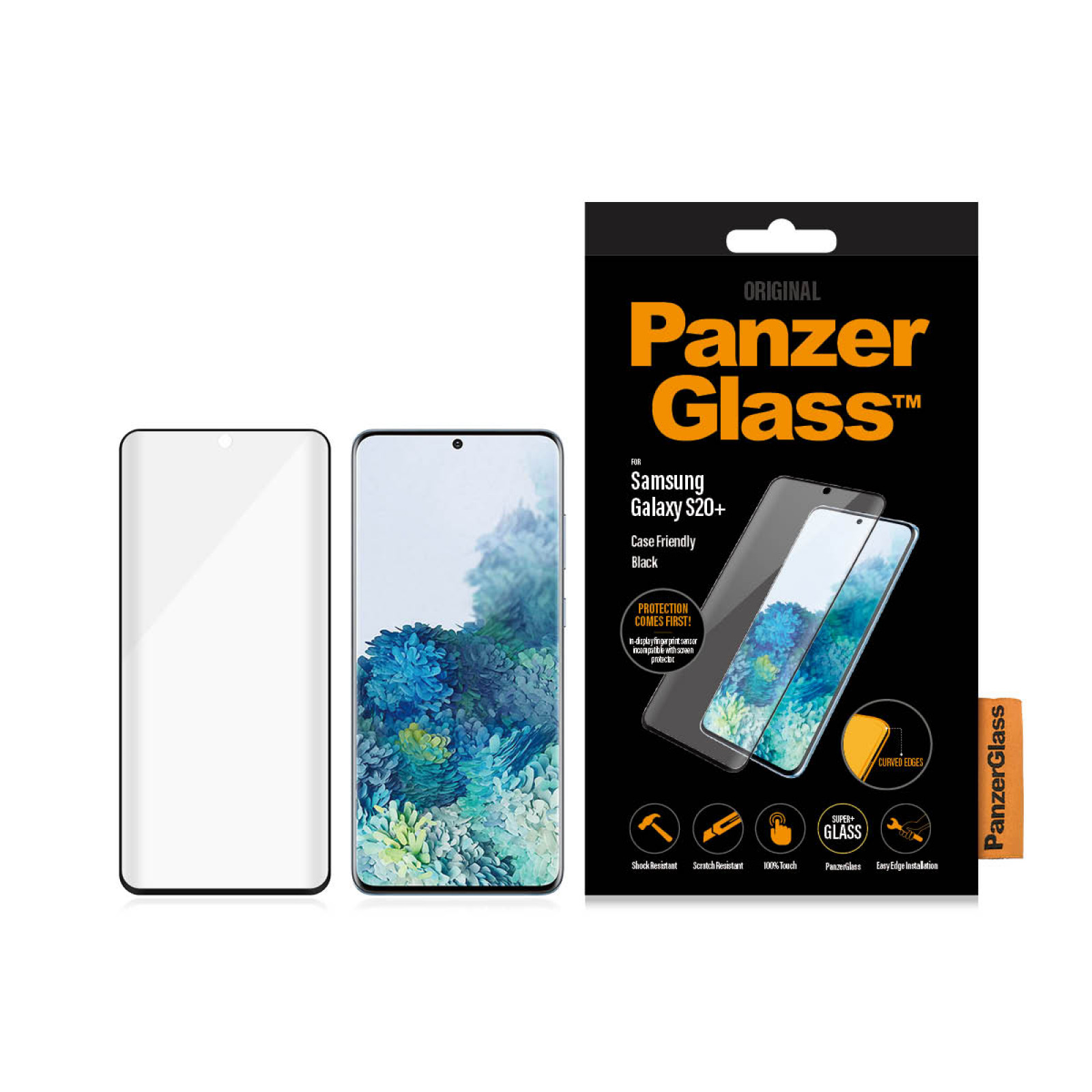 Стъклен протектор PanzerGlass за Samsung Galaxy S20 Plus Case Friendly Черен