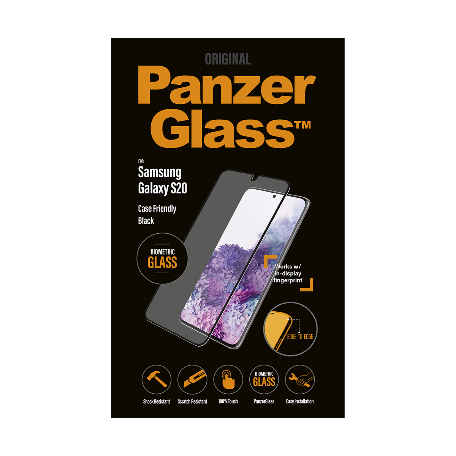 Стъклен протектор PanzerGlass за Samsung Galaxy S20  Case Friendly Черен/Прозрачен