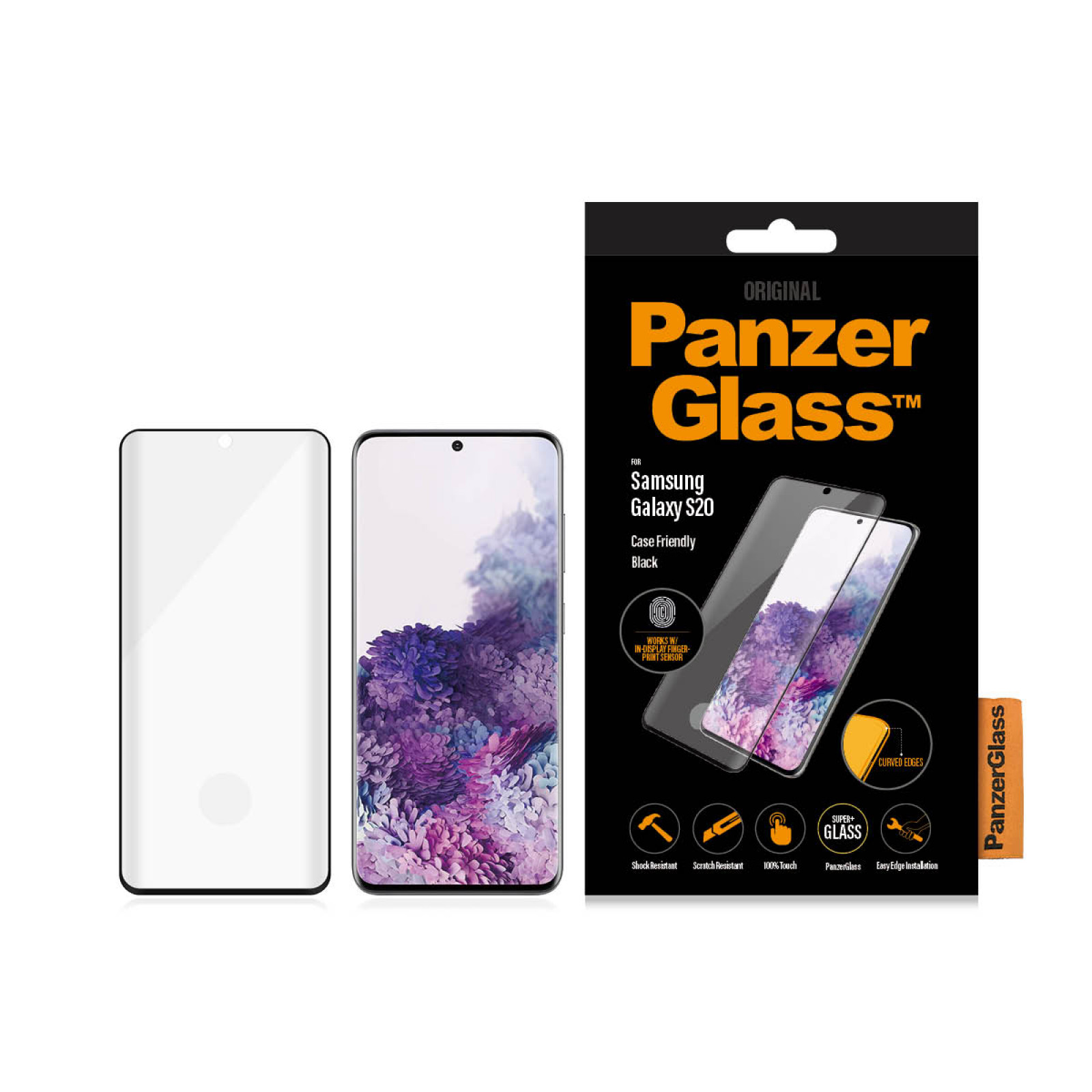 Стъклен протектор PanzerGlass за Samsung Galaxy S20  Case Friendly FingerPrint Черен