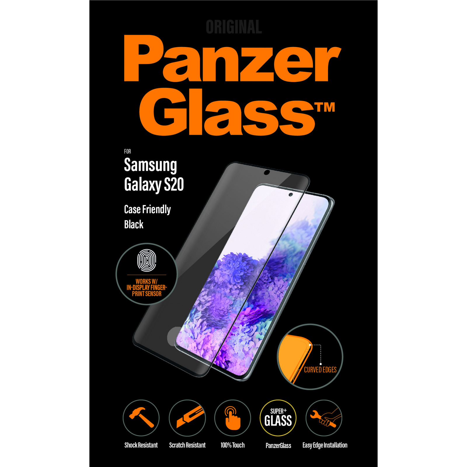 Стъклен протектор PanzerGlass за Samsung Galaxy S20  Case Friendly FingerPrint Черен