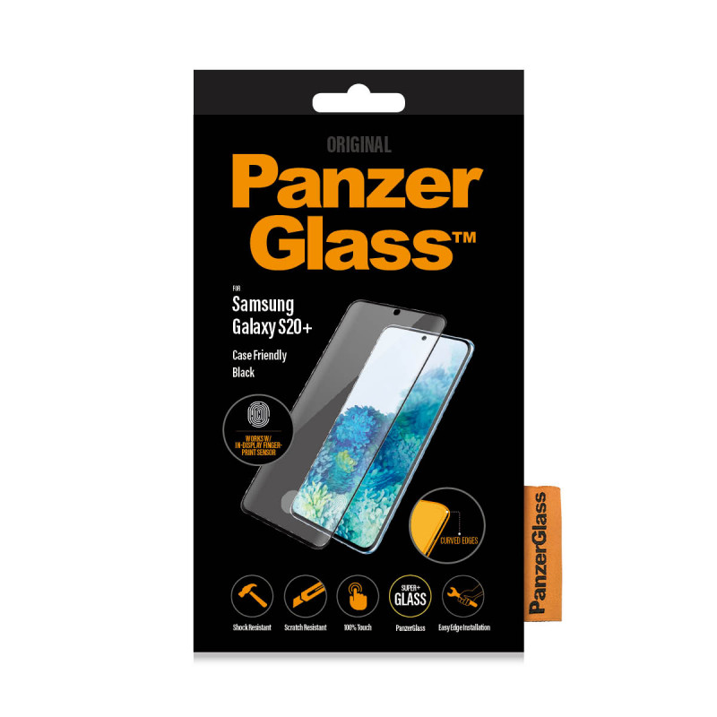 Стъклен протектор PanzerGlass за Samsung Galaxy S20 Plus Case Friendly FingerPrint Черен