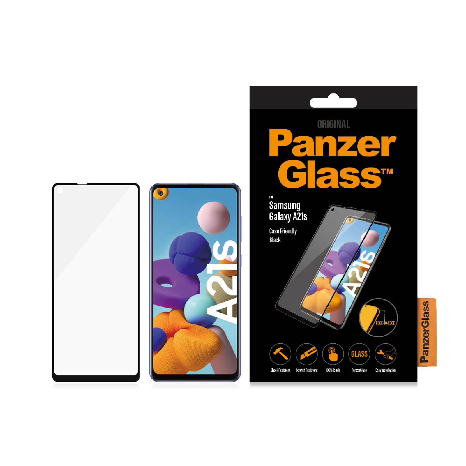 Стъклен протектор PanzerGlass за Samsung Galaxy A21s Case Friendly Черен/Прозрачен