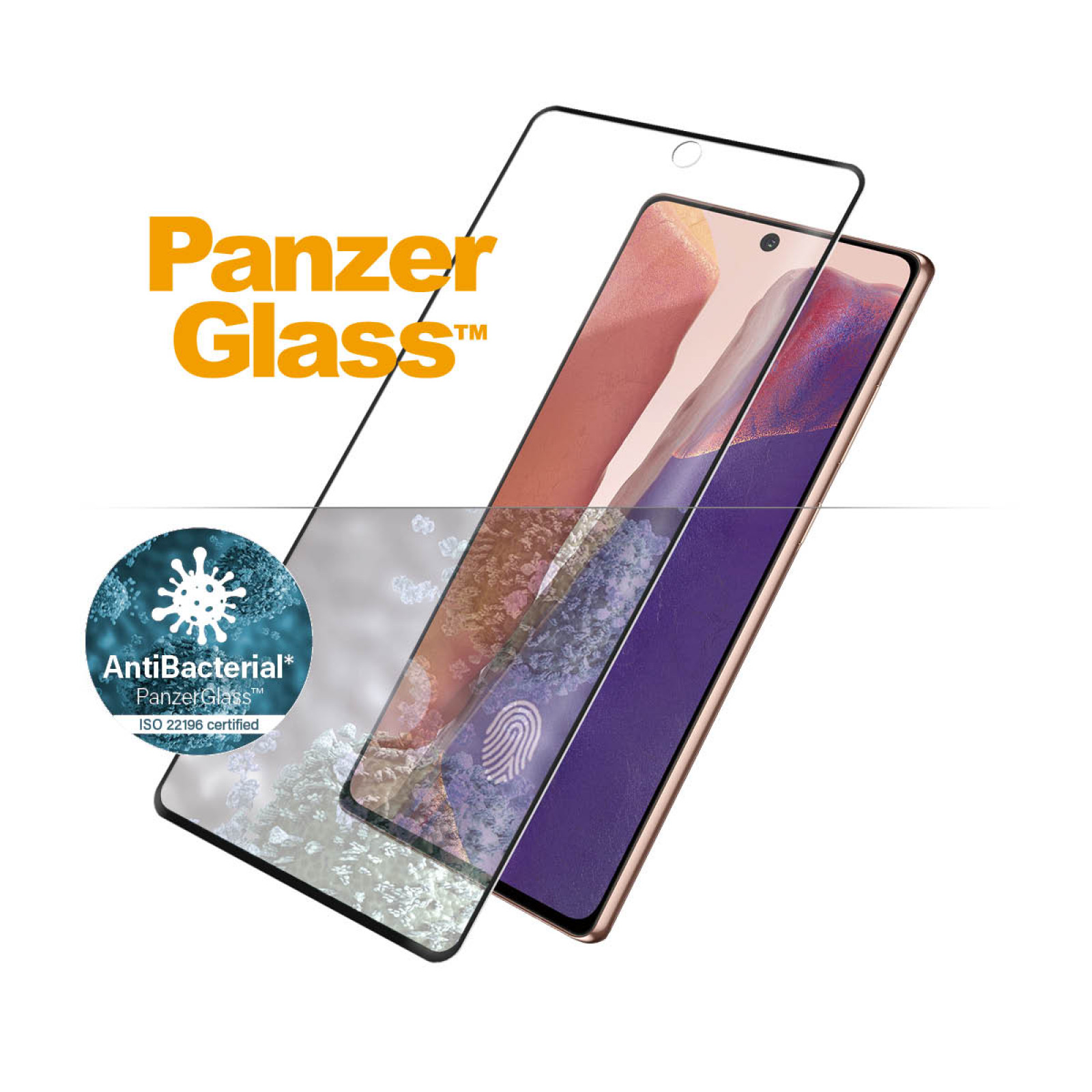 Стъклен протектор PanzerGlass за Samsung Galaxy Note 20 Case Friendly FingerPrint AntiBacterial Черен