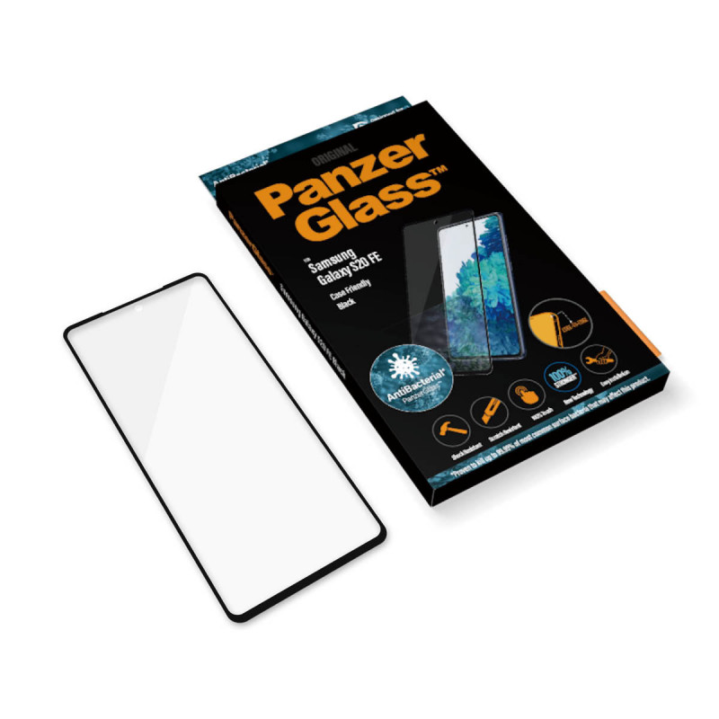 Стъклен протектор PanzerGlass за Samsung Galaxy S20 FE Case Friendly AntiBacterial Черен