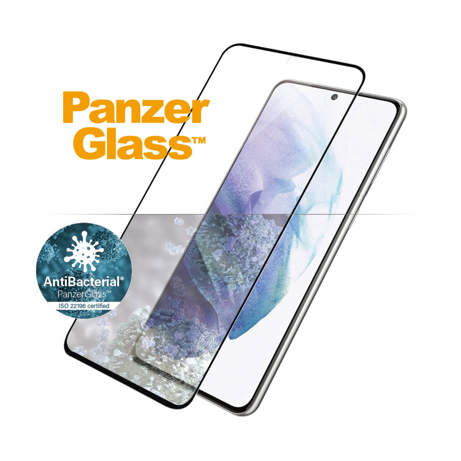 Стъклен протектор PanzerGlass за Samsung Galaxy S21 Plus Case Friendly FingerPrint AntiBacterial Черен