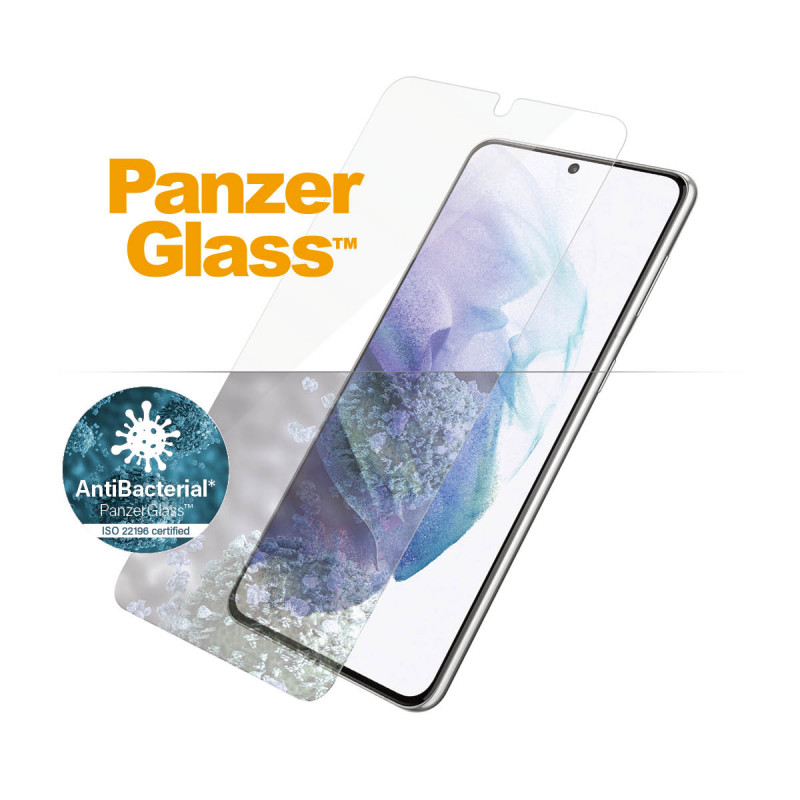 Стъклен протектор  Samsung Galaxy S21 Plus PanzerGlass, Ultrasonic FingerPrint, AntiBacterial - Черен