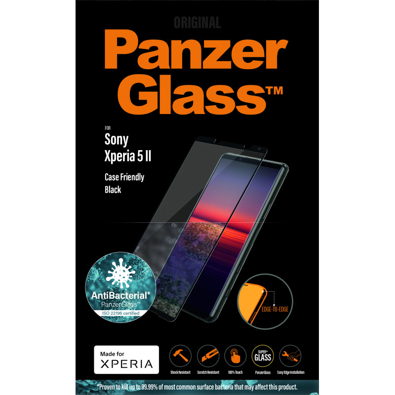 Стъклен протектор Sony Xperia 5 ll PanzerGlass Case Friendly Antibacterial - Черно