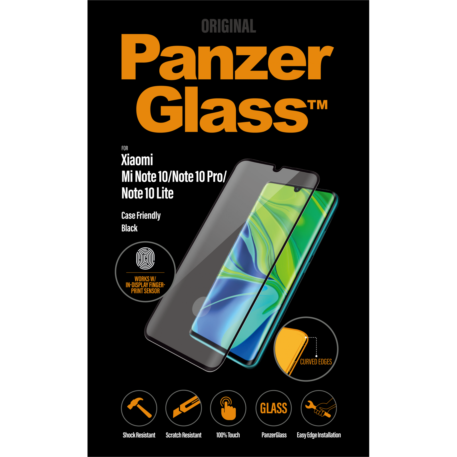 Стъклен протектор PanzerGlass за Xiaomi Mi Note 10 Pro Case Friendly Черен