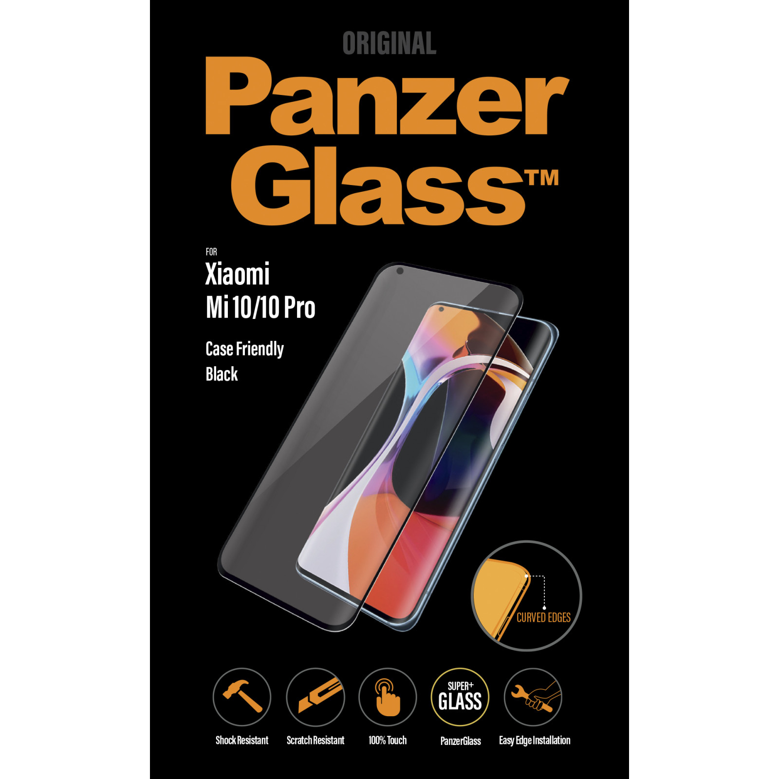Стъклен протектор PanzerGlass за Xiaomi Mi 10|Mi 10 Pro Case Friendly Черен
