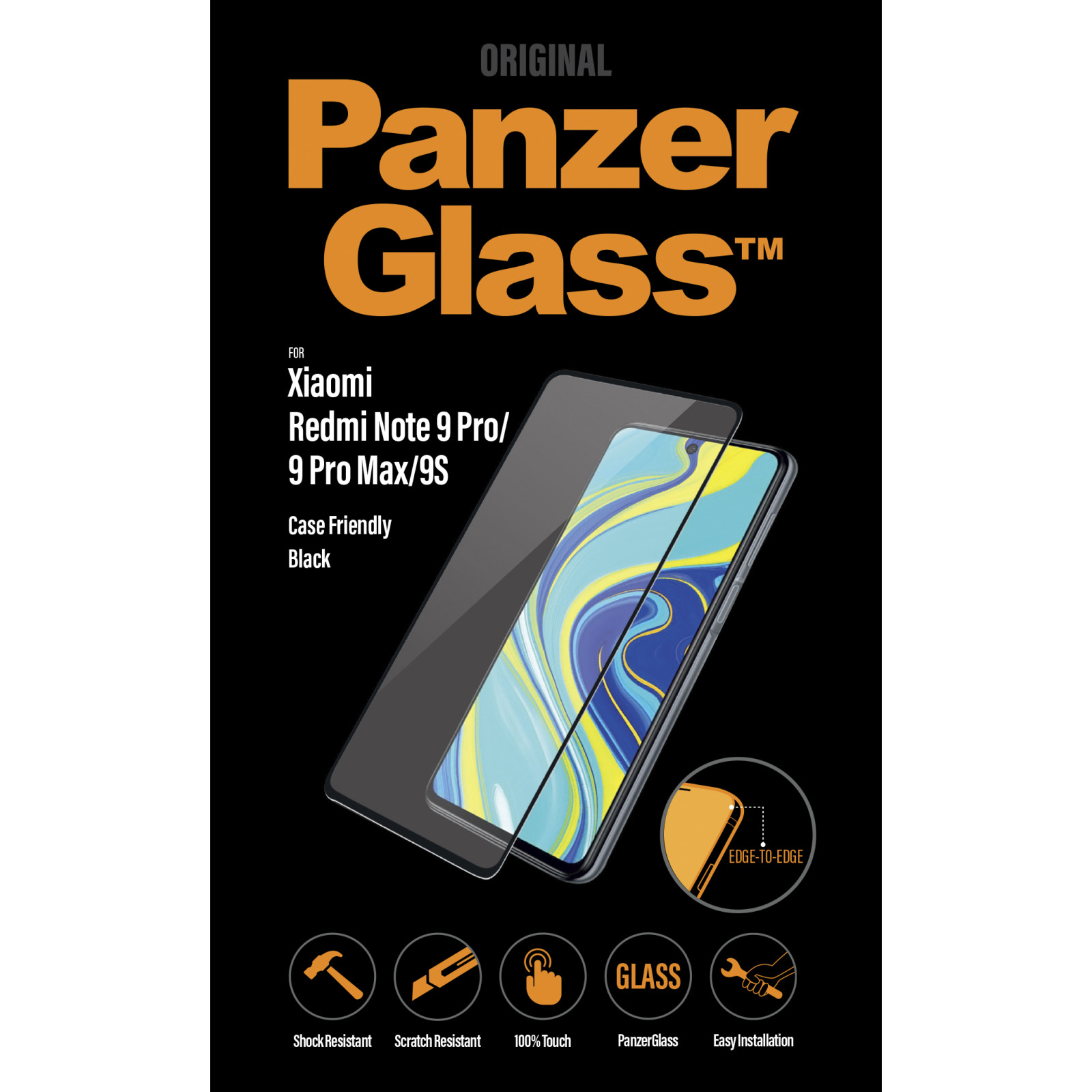 Стъклен протектор PanzerGlass за Xiaomi Redmi Note 9 Pro / Note 9s Case Friendly Черен