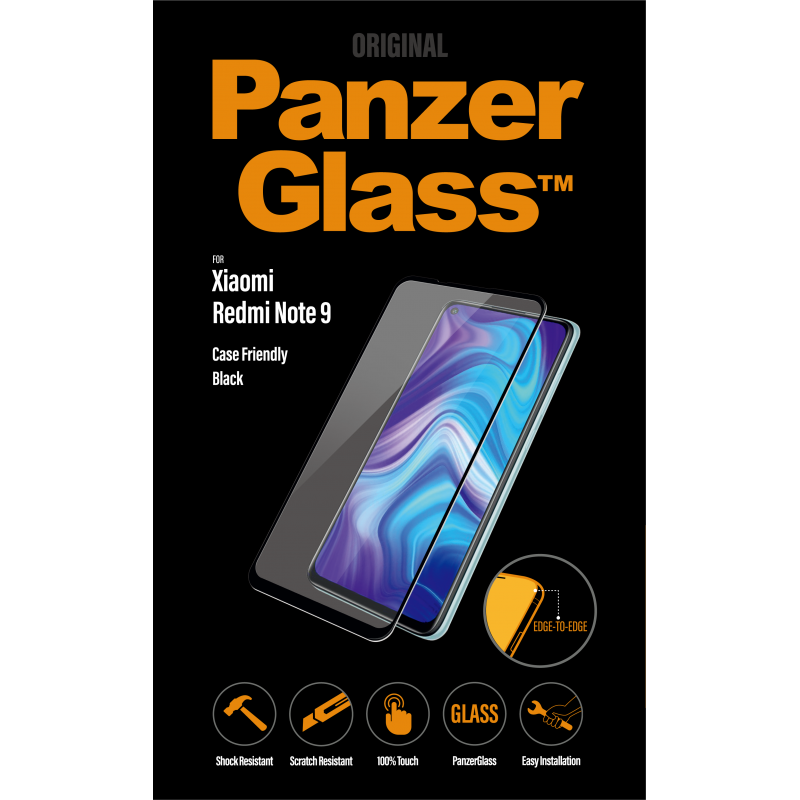 Стъклен протектор PanzerGlass за Xiaomi Redmi Note 9 Case Friendly Черен