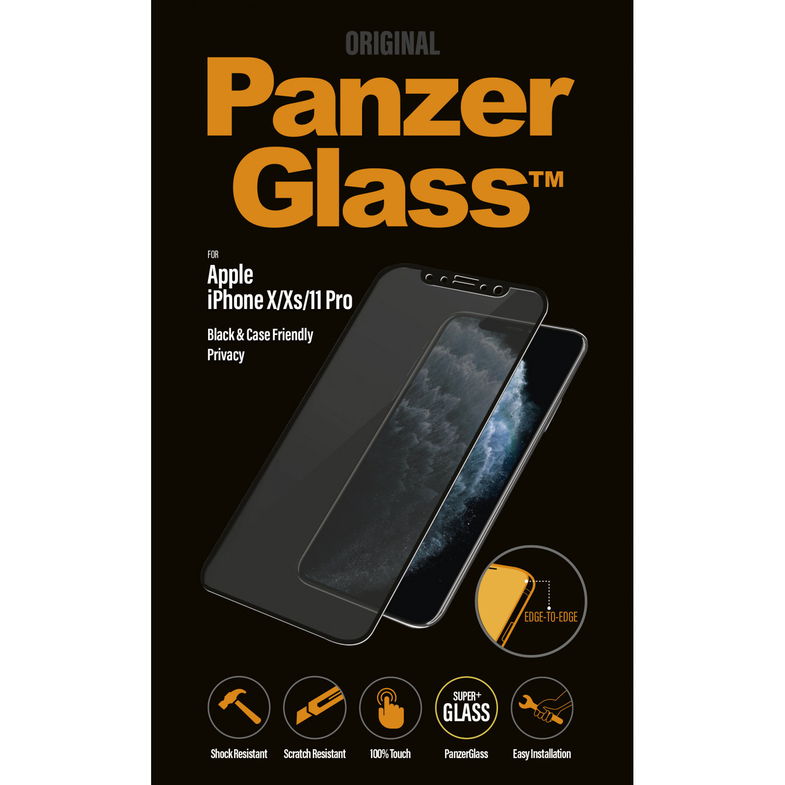Стъклен протектор PanzerGlass за Apple iPhone X/Xs/11 Pro Case Friendly Privacy Прозрачен