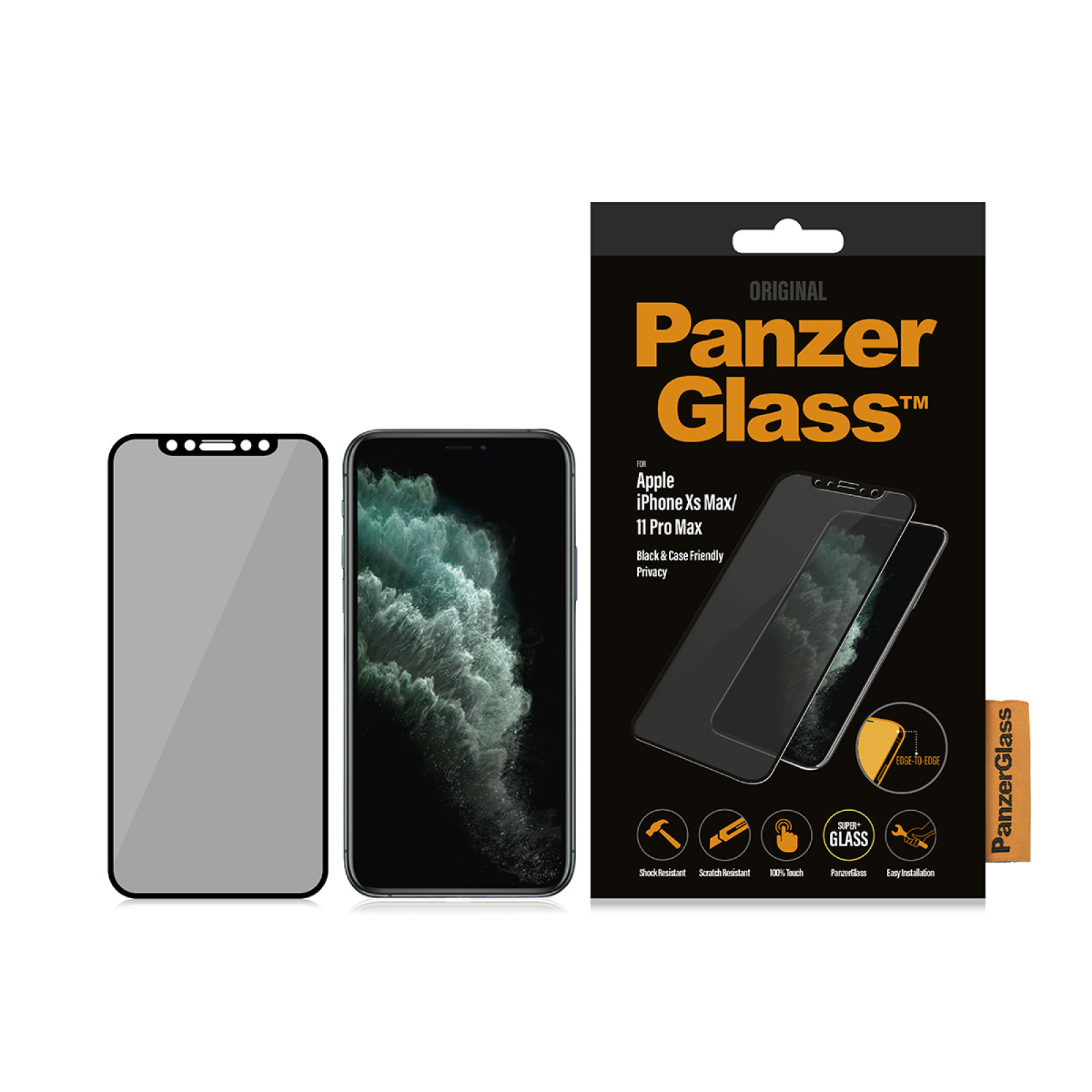 Стъклен протектор Apple iPhone Xs Max/11 Pro Max PanzerGlass Case Friendly Privacy - Черен, 117078