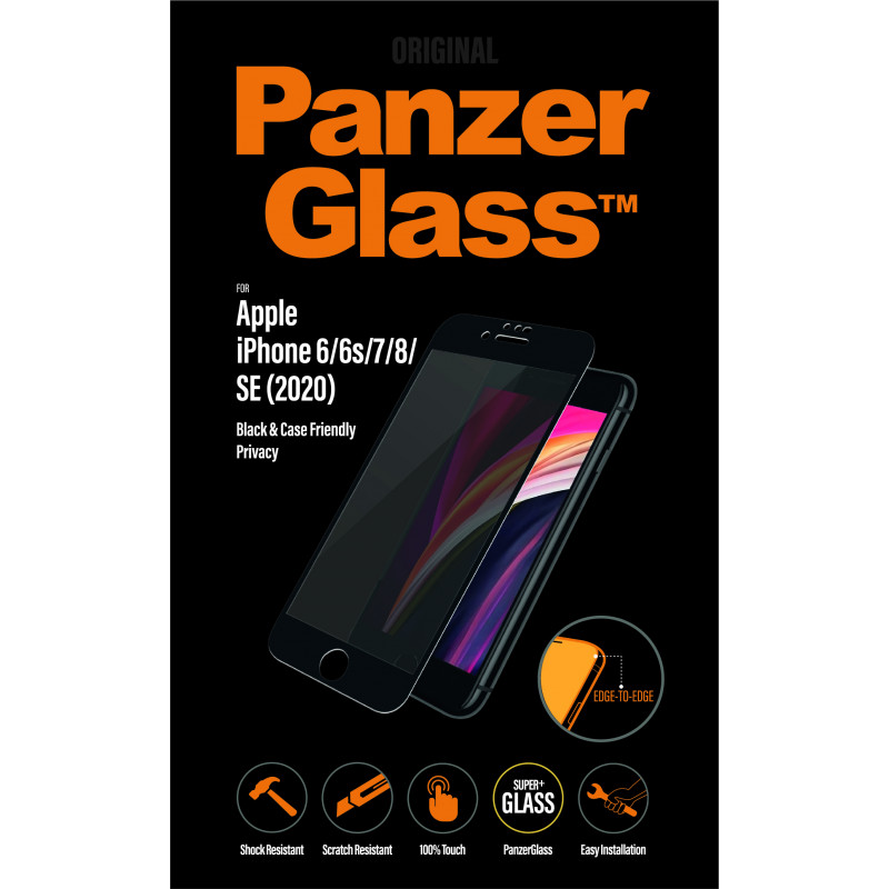 Стъклен протектор Apple iPhone 6/6S/7/8/SE 2020/SE2022  PanzerGlass CaseFriendly, Privacy - Черно