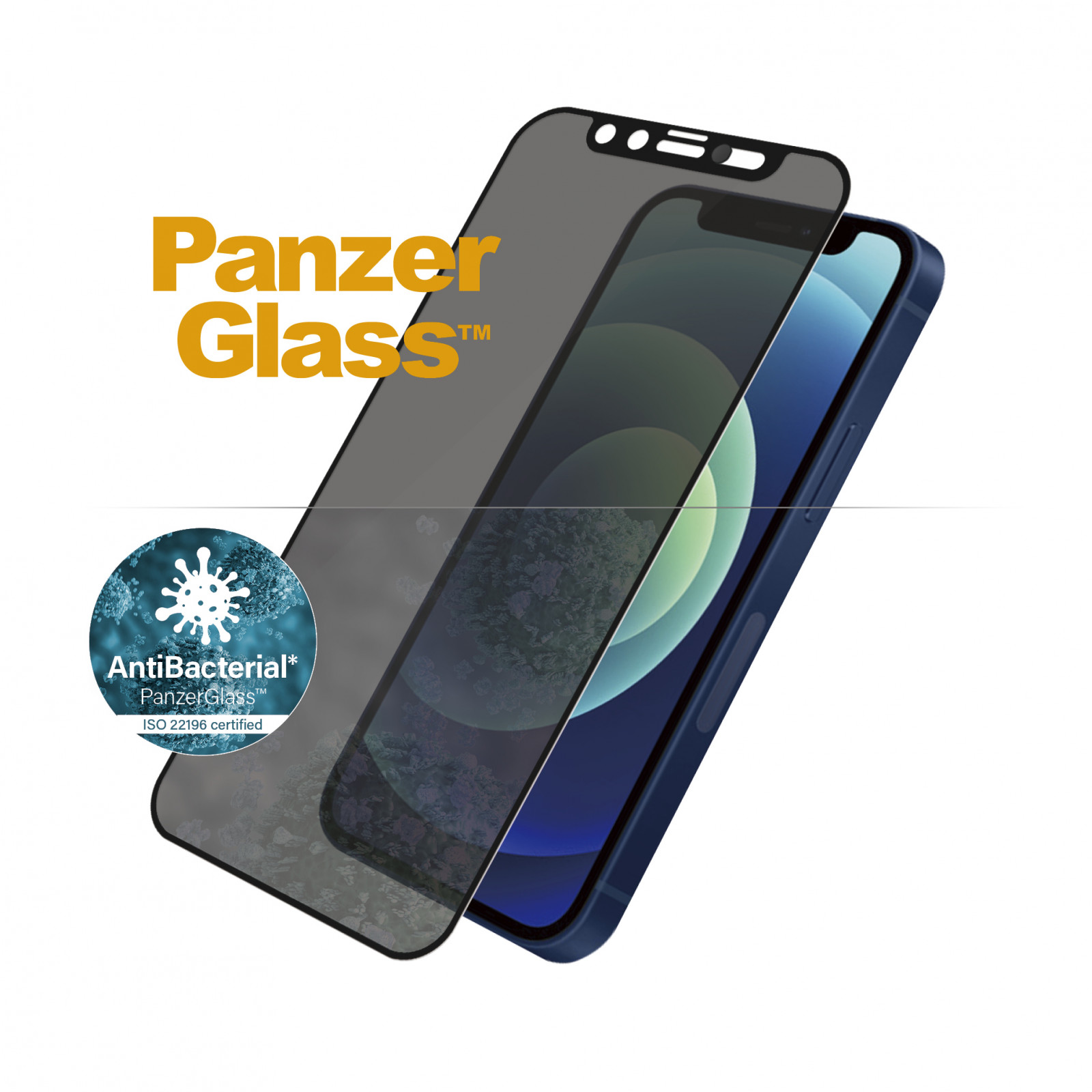 Стъклен протектор PanzerGlass за Apple iPhone 12 Mini AntiBacterial Privacy CamSlider Черен