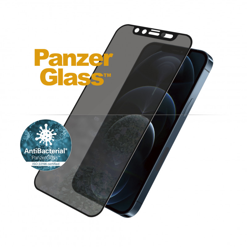 Стъклен протектор PanzerGlass за Apple iPhone 12 Pro Max AntiBacterial Privacy CamSlider Черен