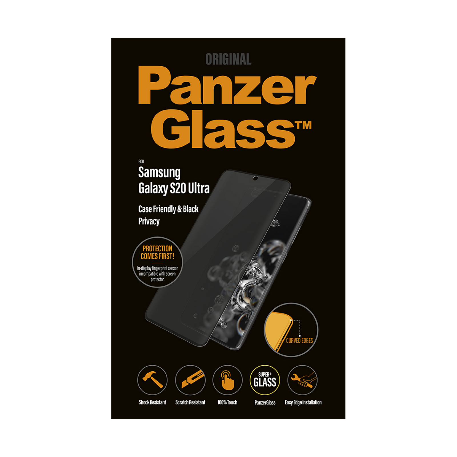 Стъклен протектор Samsung Galaxy S20 Ultra PanzerGlass Privacy Case Friendly - Черен, 117560
