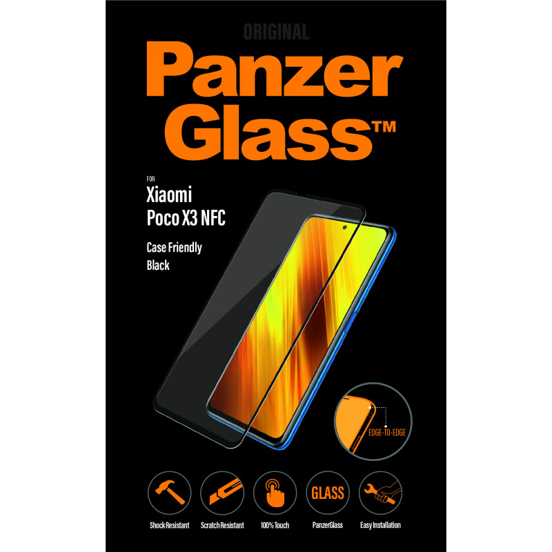 Стъклен протектор PanzerGlass за  Xiaomi Poco X3 , caseFriendly - Черен