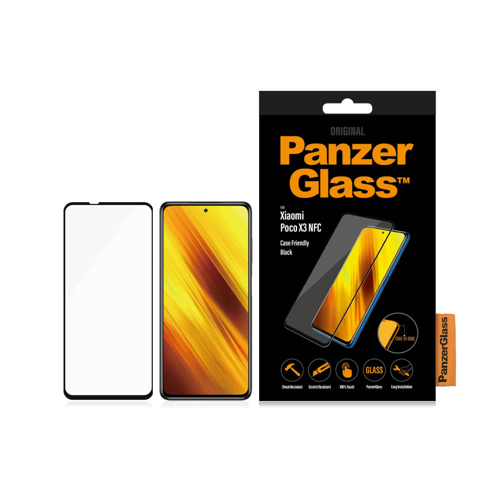 Стъклен протектор PanzerGlass за  Xiaomi Poco X3 , caseFriendly - Черен