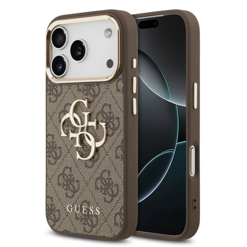 Гръб Guess за iPhone 17 Pro Max / 18 Pro Max, 4G PU Big 4G Classic Logo Gold - Кафяв