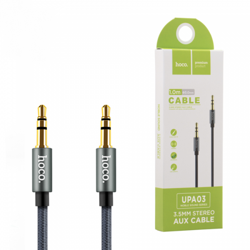 Аудио кабел Hoco UPA03 Noble sound series AUX audio cable 3.5  - Сив