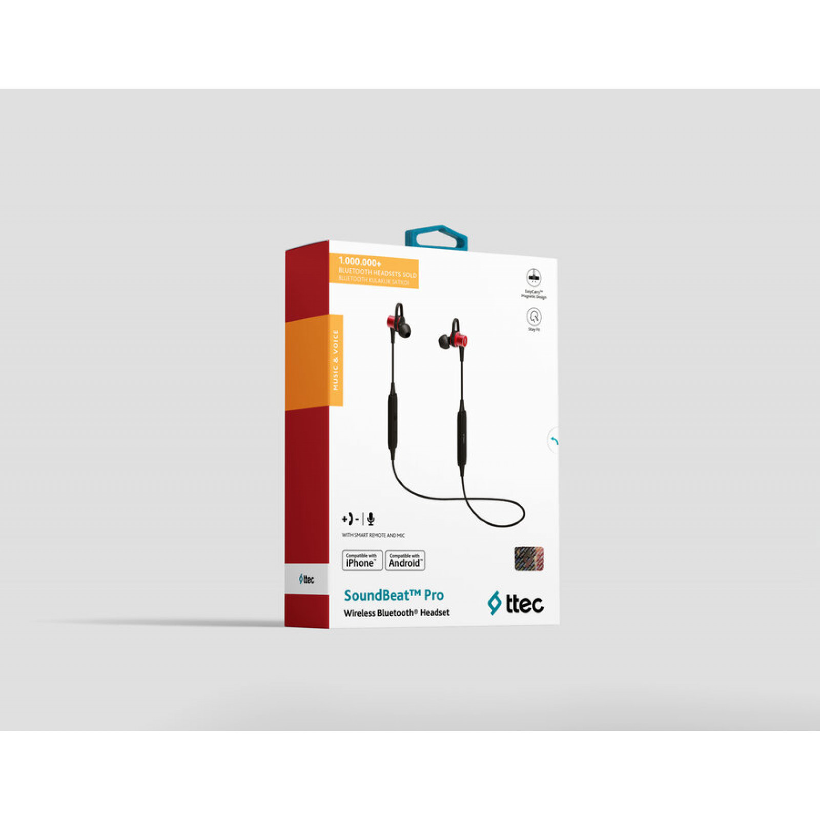 Bluetooth слушалки Soundbeat Pro Wireless BT Stereo Headset magnets - Червени,116261