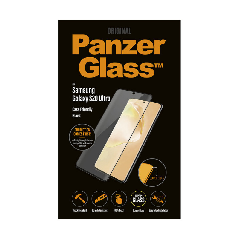 Стъклен протектор PanzerGlass за Samsung Galaxy S20 Ultra Case Friendly Черен