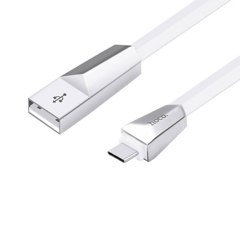 Data кабел Hoco X4 Zinc Alloy rhombus type-c USB Charging Cable- Бял