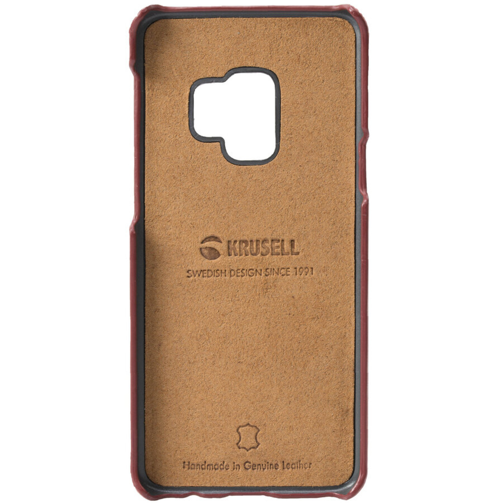 Гръб Krusell Sunne 2 Card Cover естествена кожа за Samsung Galaxy S9 Vintage - Червен