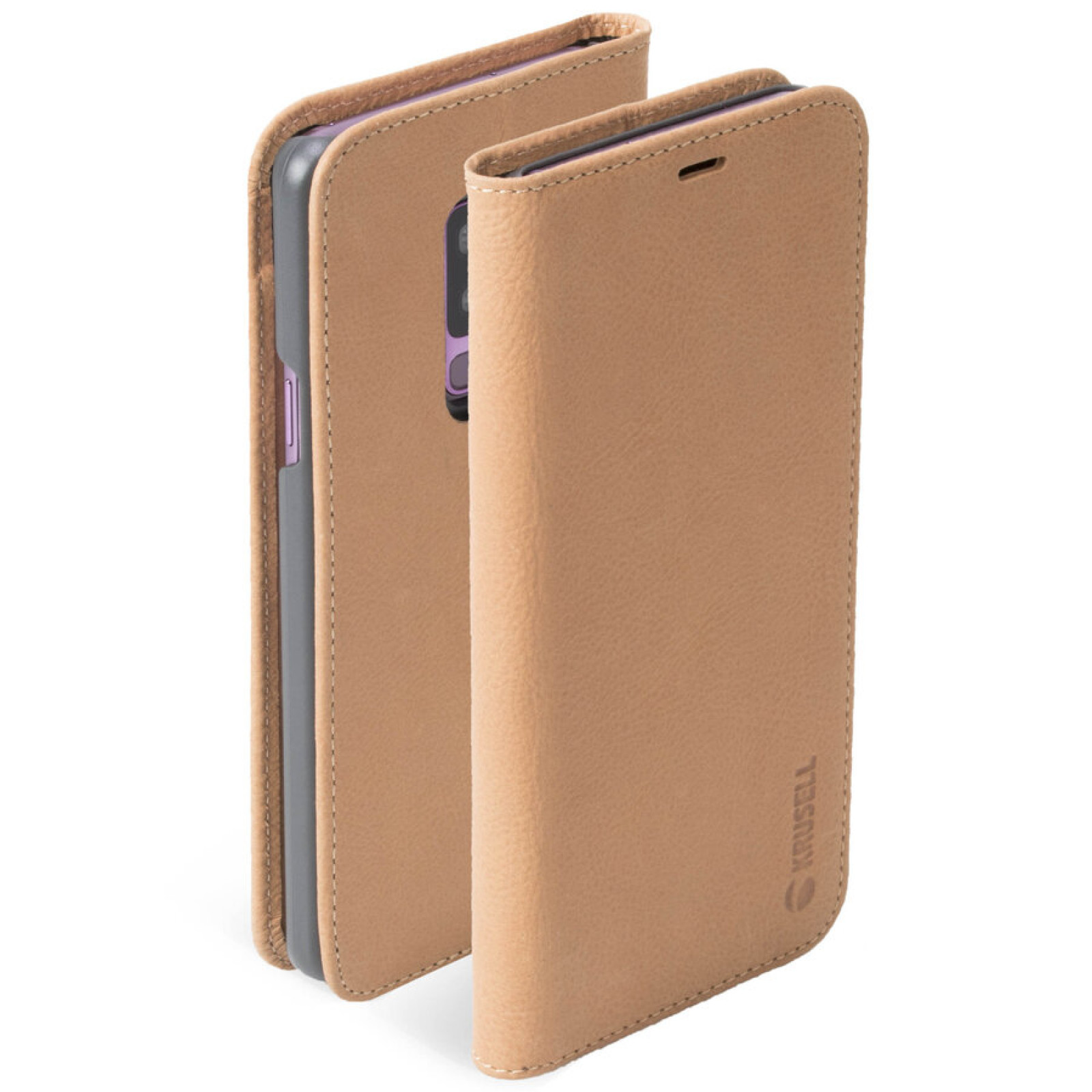 Калъф Krusell Sunne 2 Card Foliowallet естествена кожа за Samsung Galaxy S9 plus Nude