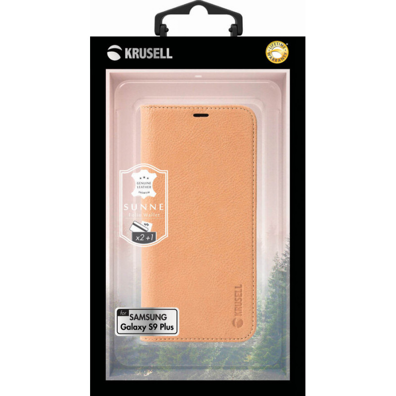 Калъф Krusell Sunne 2 Card Foliowallet естествена кожа за Samsung Galaxy S9 plus Nude