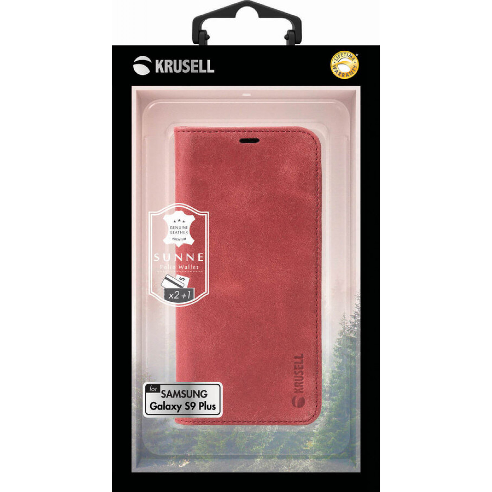 Калъф Krusell Sunne 2 Card Foliowallet естествена кожа за Samsung Galaxy S9 plus Vintage - Червен