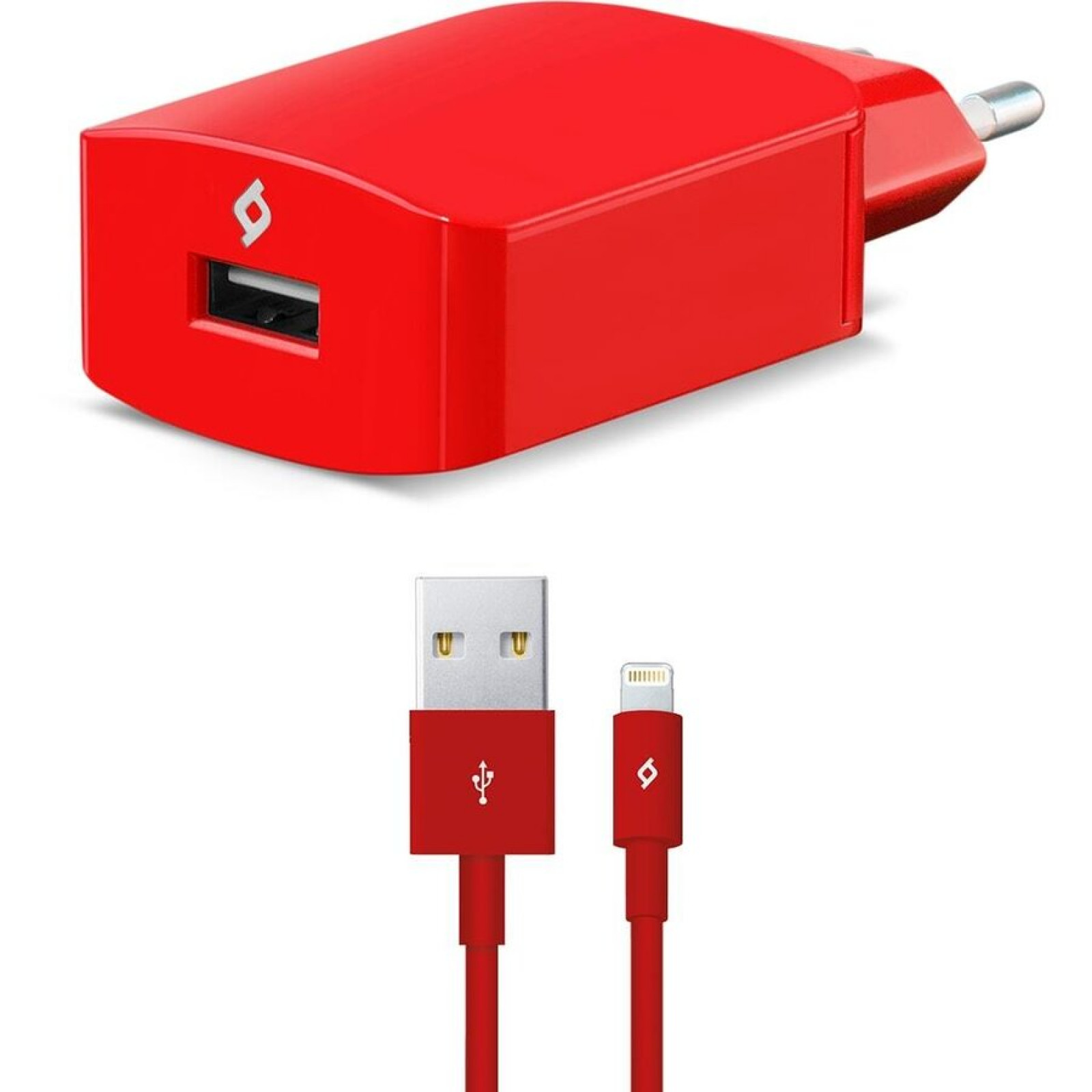 Зарядно 220V SmartCharger USB Travel Charger, 2.1A, incl. Lightning  Cable - Червено, 118095