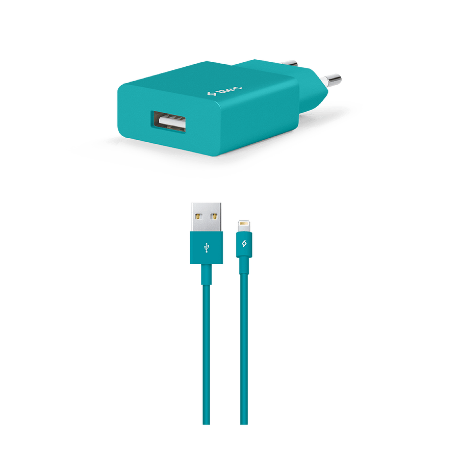 Зарядно 220V SmartCharger USB Travel Charger, 2.1A, incl. Lightning  Cable - Тюркоаз