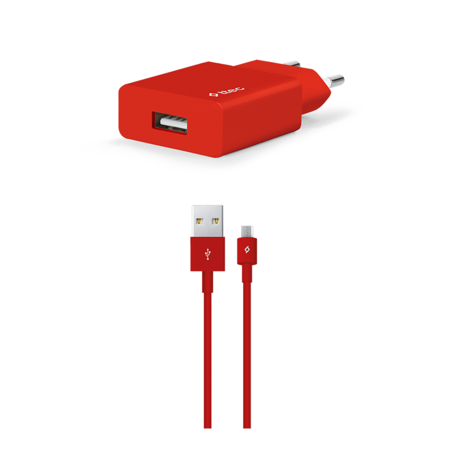 Зарядно 220V SmartCharger USB Travel Charger, 2,1A, incl, Micro USB Cable - Червено, 118096