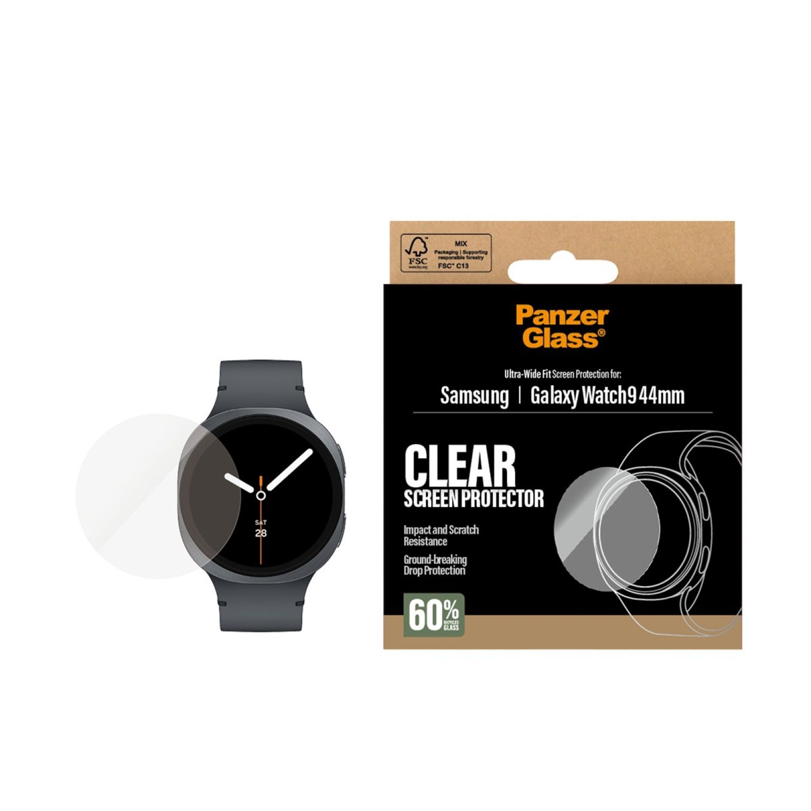 Стъклен протектор за часовник PanzerGlass за Samsung Galaxy Watch 9, 44mm - Протектори за смарт часовник | Phoneplay.bg