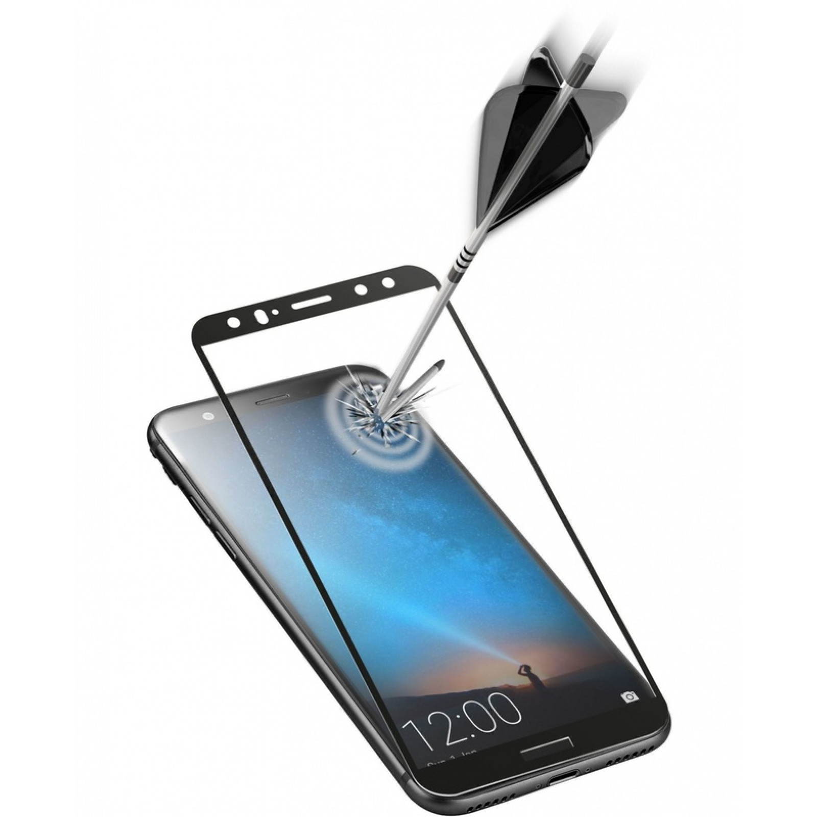 Стъклен протектор Cellular Line за Huawei Mate 10 lite - Черен