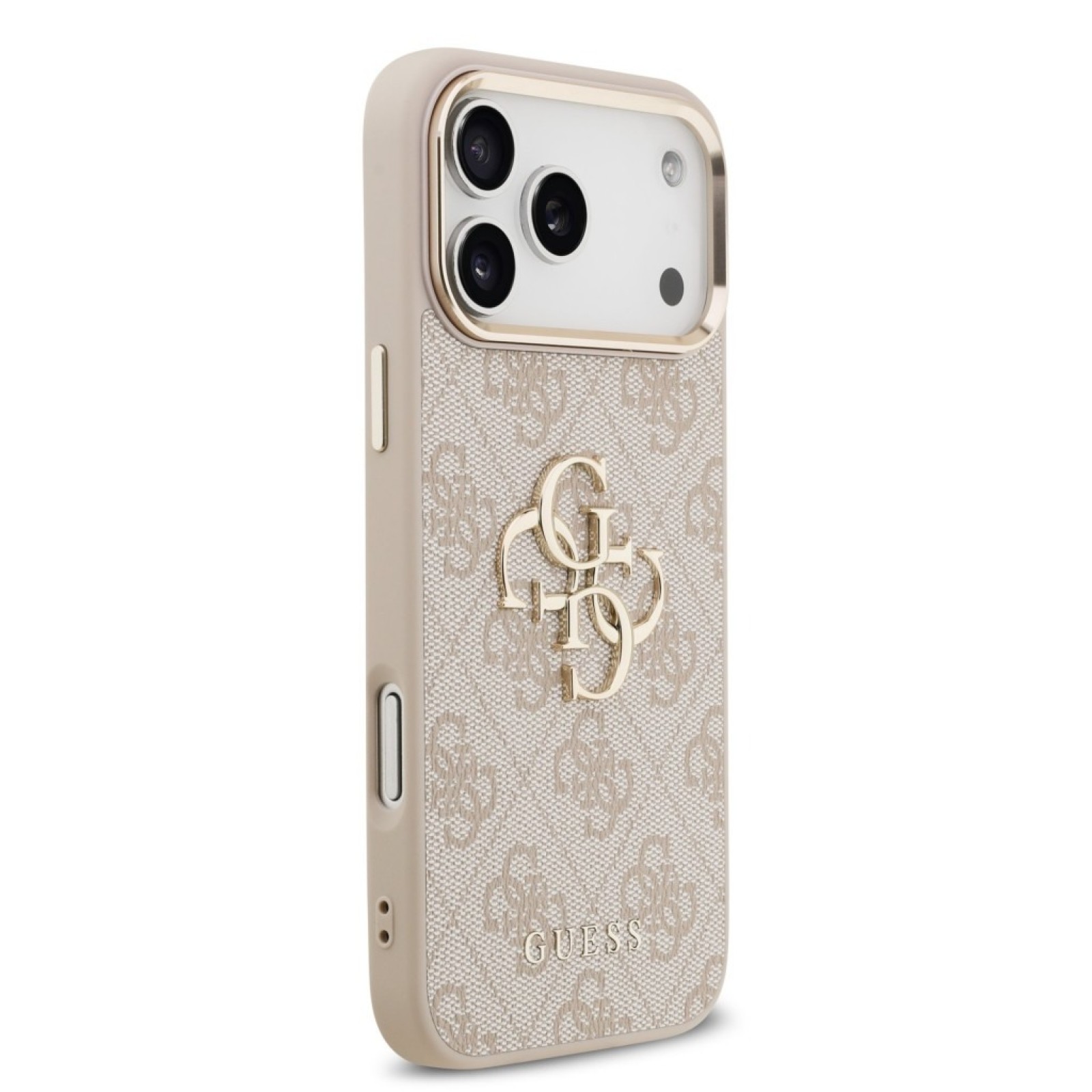 Гръб Guess PU Leather 4G Metal Logo Gold Frame MagSafe Case за iPhone 17 Pro Max / 18 Pro Max - Розов | Phoneplay.bg