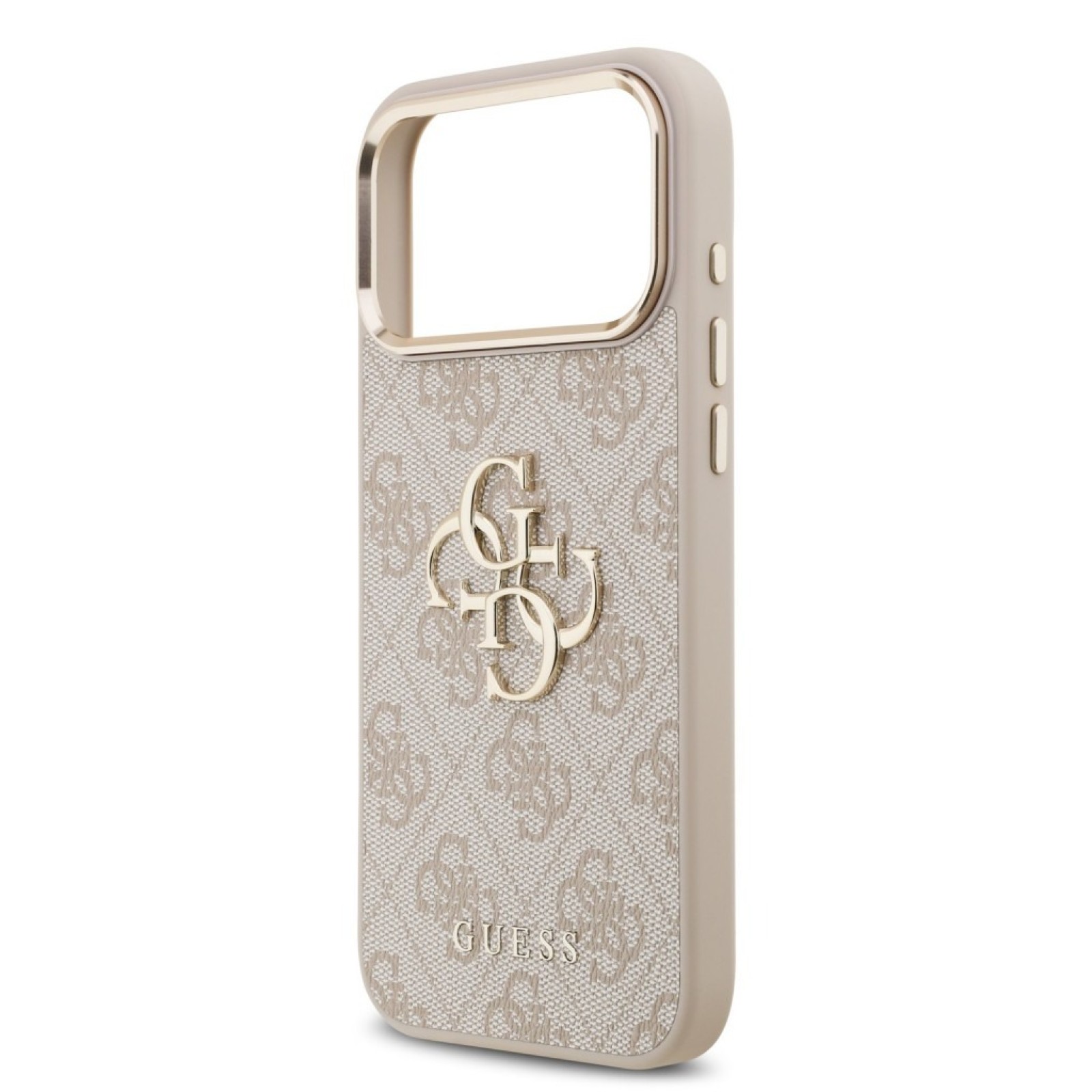 Гръб Guess PU Leather 4G Metal Logo Gold Frame MagSafe Case за iPhone 17 Pro Max / 18 Pro Max - Розов | Phoneplay.bg