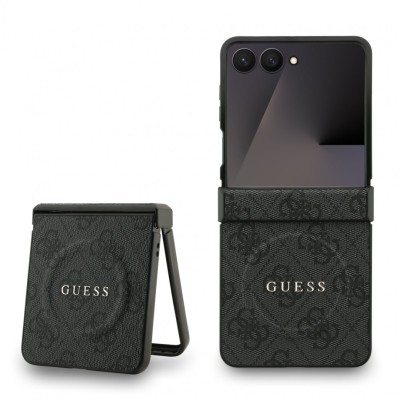 Калъф Guess PU Leather 4G Colored Ring Magnetic Case за Samsung Galaxy Z Flip 7 - Черен