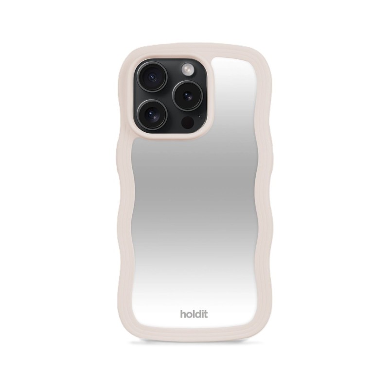 Гръб Holdit Wavy Case за iPhone 15 Pro Max - Light Beige/Mirror