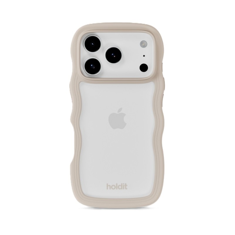 Гръб Holdit Wavy за iPhone 17 Pro / 18 Pro - Бежов/Прозрачен