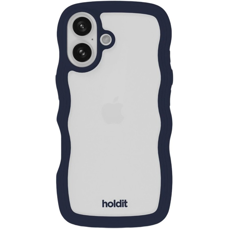 Гръб Holdit Wavy за iPhone 16 - Midnight Blue/Transparent