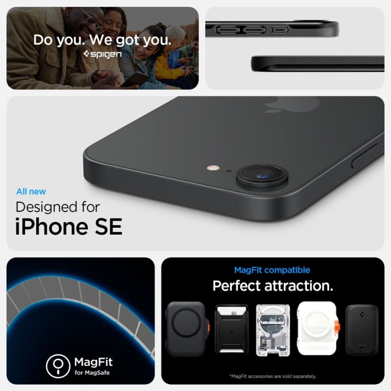 Гръб Spigen за iPhone 17E, iPhone 16E, Thin Fit, MagSafe, Черен - Калъфи за iPhone 16 | Phoneplay.bg