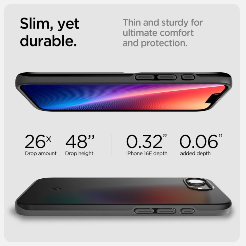 Гръб Spigen за iPhone 17E, iPhone 16E, Thin Fit, MagSafe, Черен - Калъфи за iPhone 16 | Phoneplay.bg