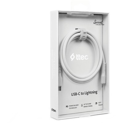 Data кабел ttec USB-C - USB-C 60W PD/QC Fast Charging/Data Cable - 120cm - Бял