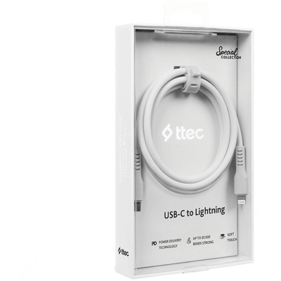 Data кабел ttec USB-C - Lightning Charge/Data Cable 120cm - Бял