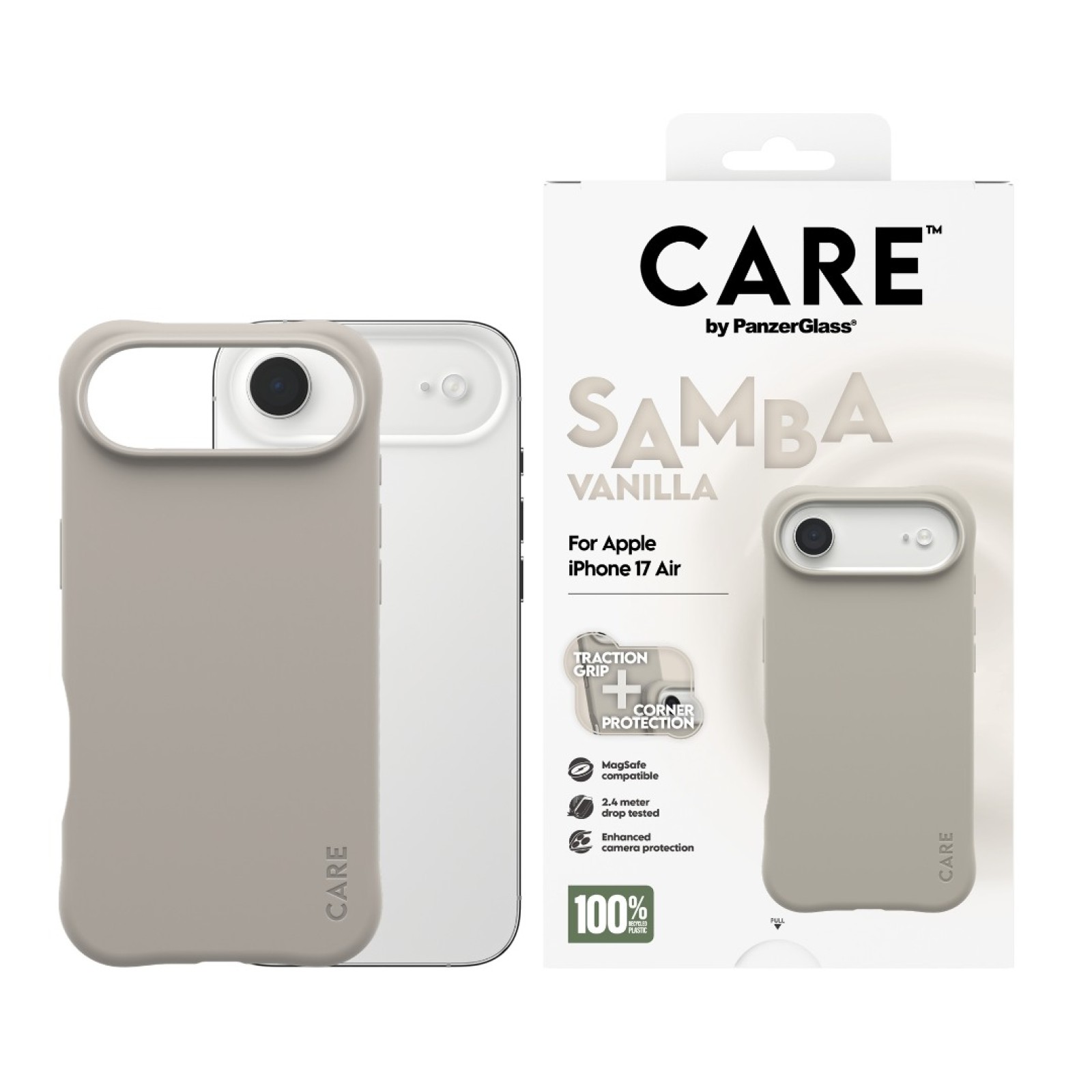 Гръб Care by PanzerGlass за iPhone 17 Air, Fashionable Case Samba Vanilla w. MagSafe - iPhone 17 Air | Phoneplay.bg