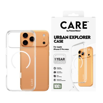 Калъф Care by PanzerGlass за iPhone 17 Pro Max / 18 Pro Max, Flagship Case Transparent Urban Explorer w. White MagSafe Калъф Care by PanzerGlass за iPhone 17 Pro Max / 18 Pro Max, Flagship Case Transparent Urban Explorer w. White MagSafe