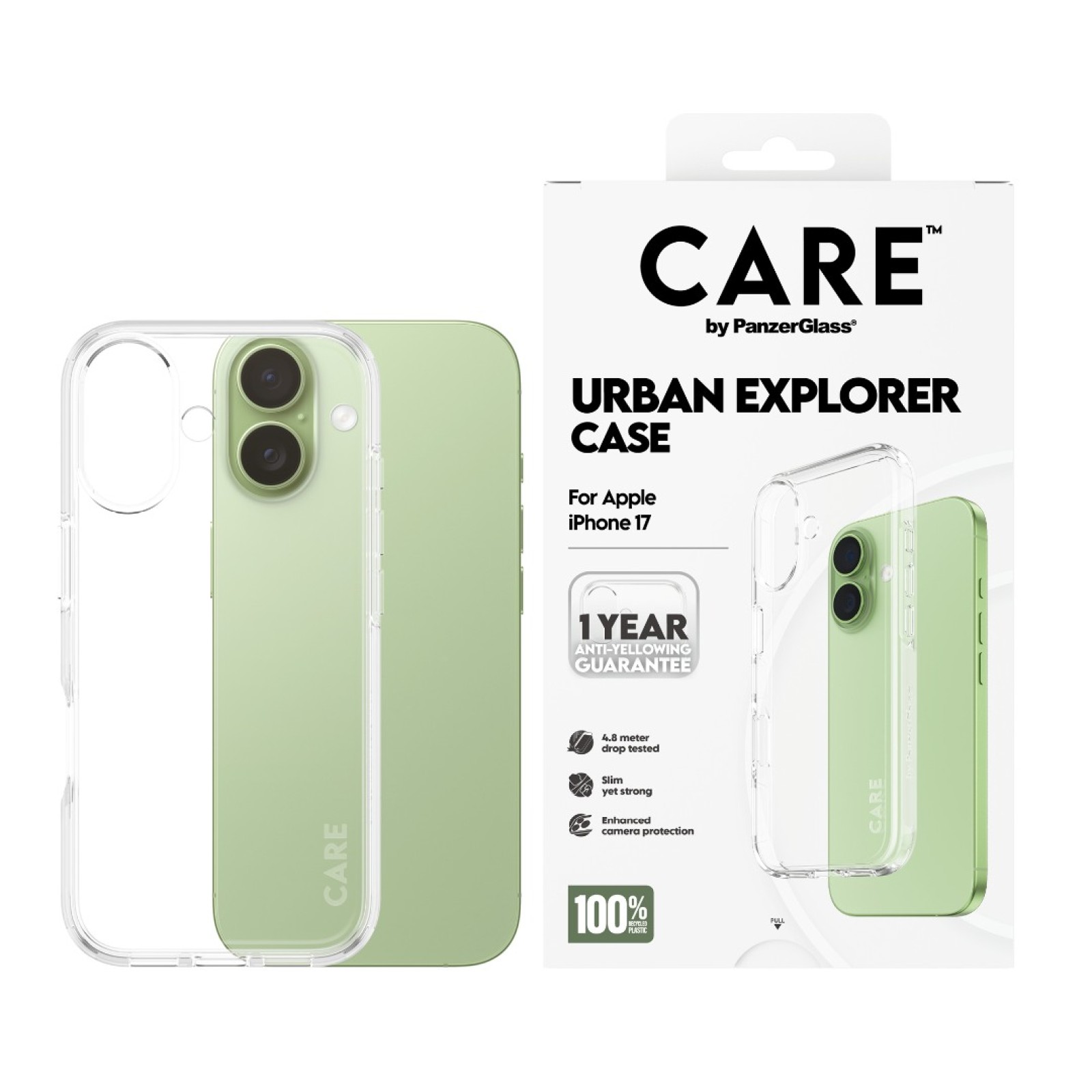 Гръб Care by PanzerGlass за iPhone 17, Flagship Case Transparent Urban Explorer w. Clear Frame - Калъфи за iPhone 17 | Phoneplay.bg